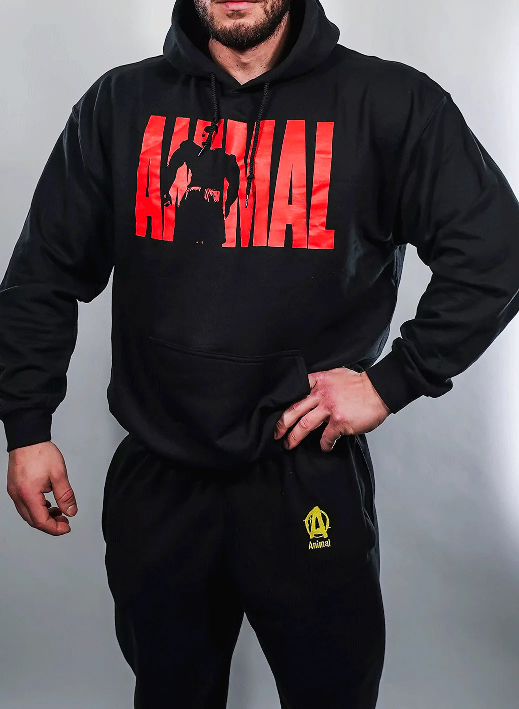 Animal Pak hooded sweatshirt black front view