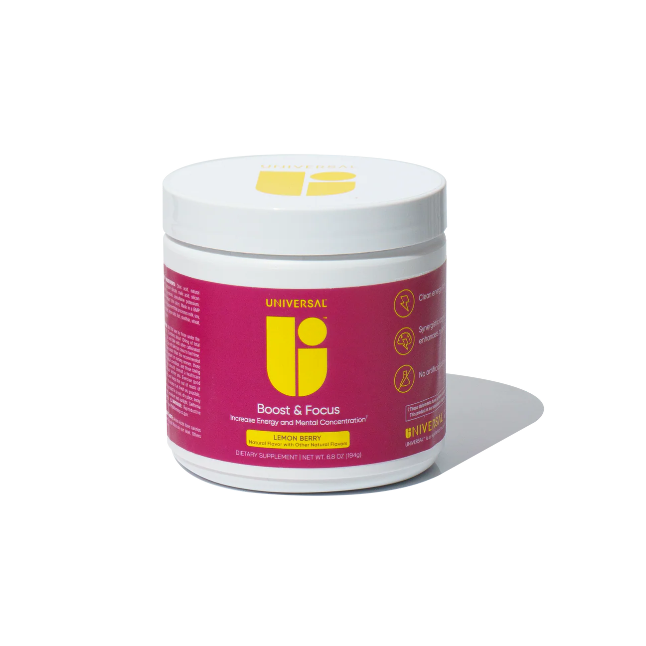 Universal U Boost and Focus energy powder lemon berry
