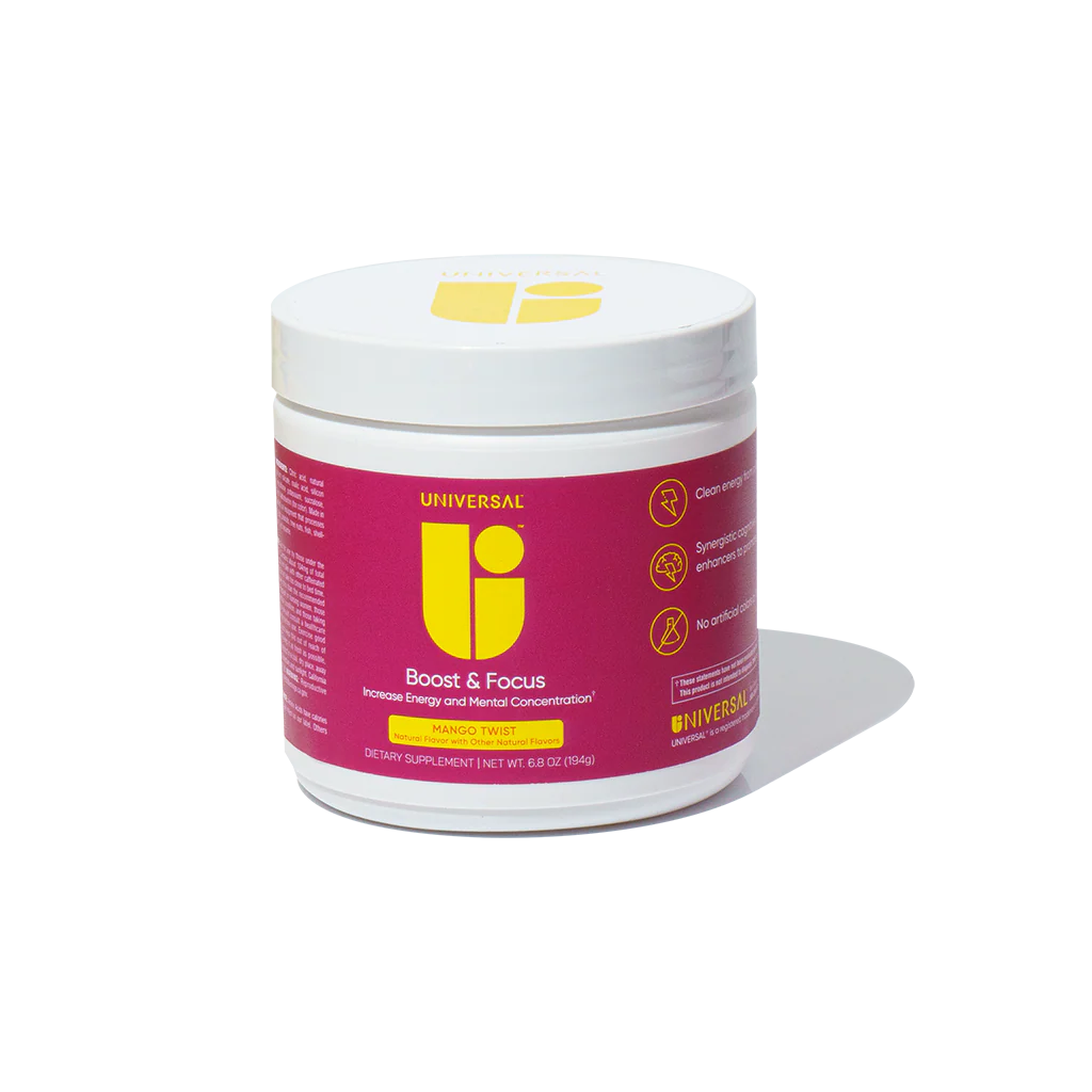Universal U Boost and Focus energy powder mango twist