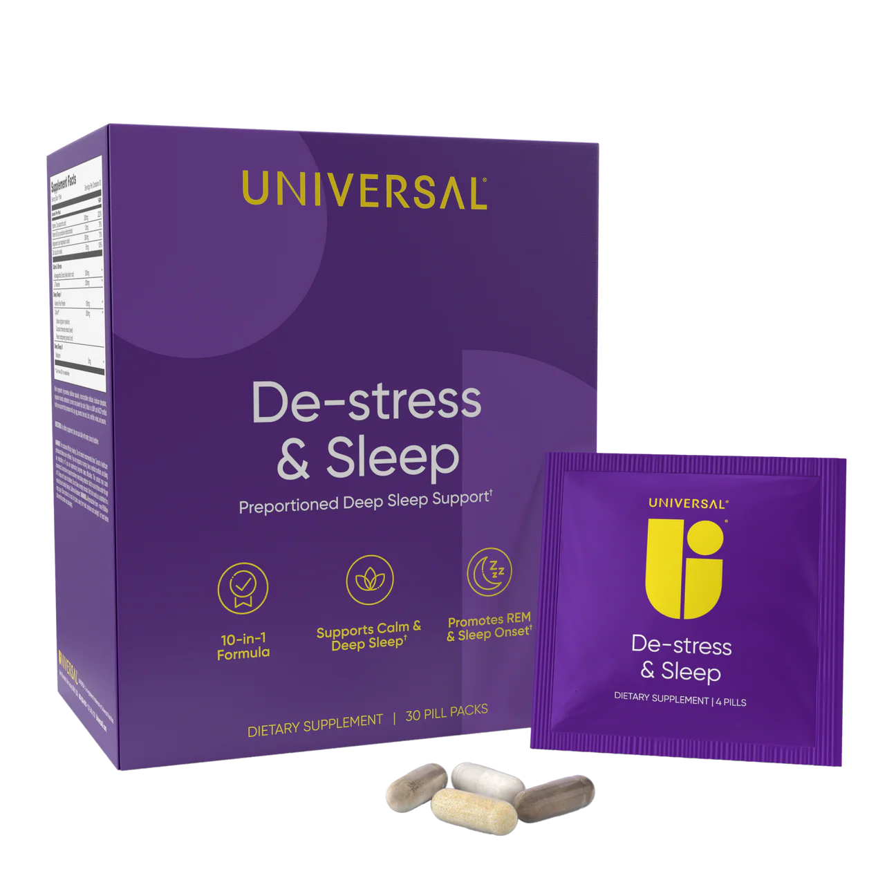 Universal U Destress and Sleep relaxation supplement capsules