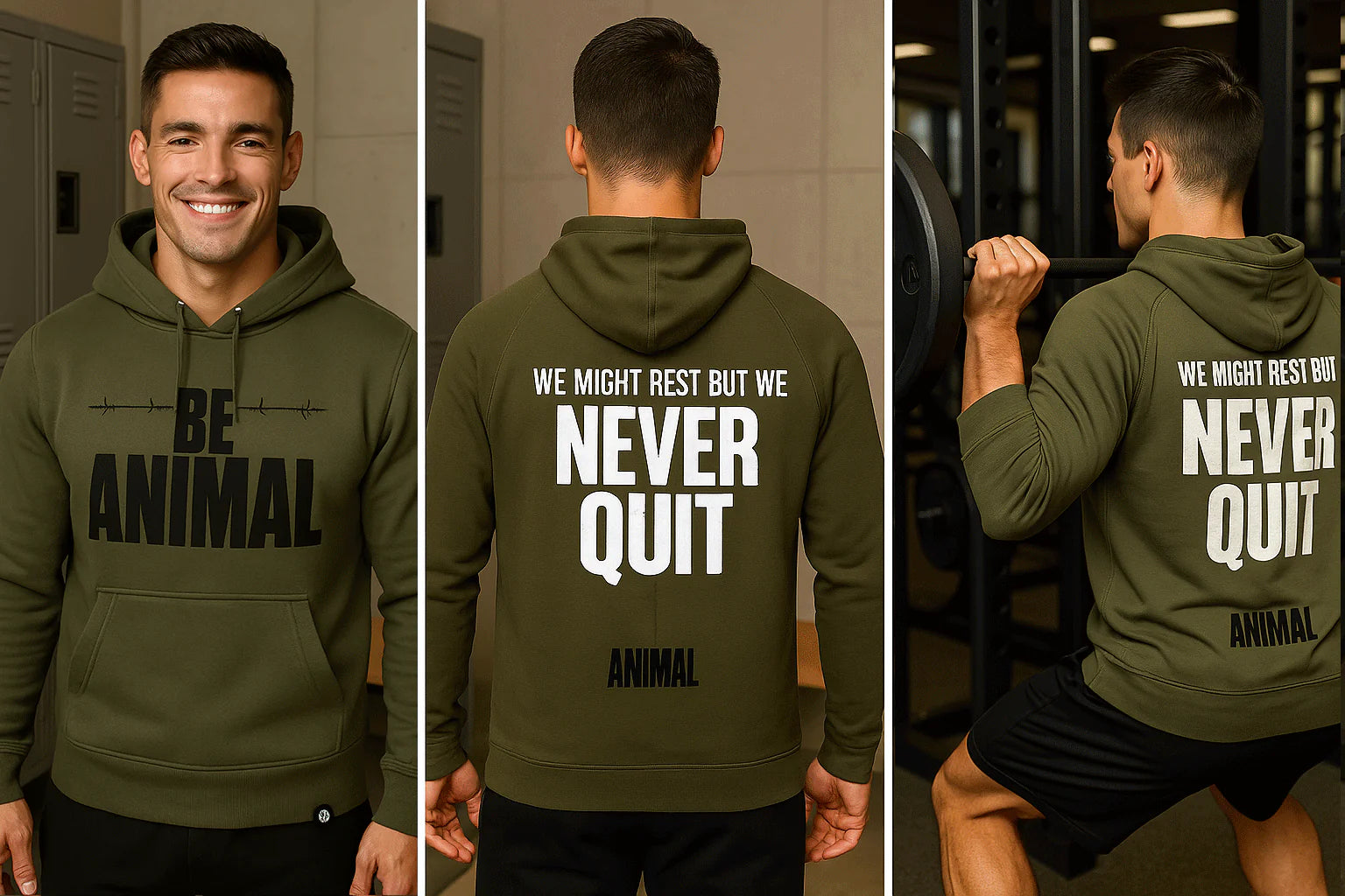 Animal never quit hoodie limited edition