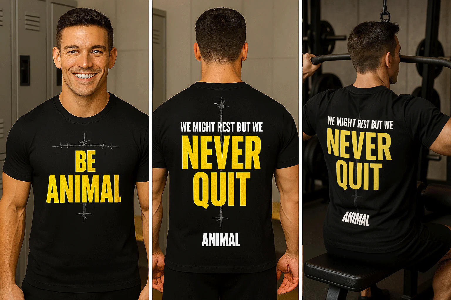 Animal never quit t-shirt black limited edition