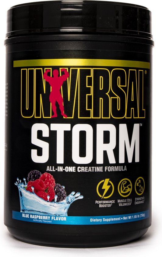 Universal Nutrition Storm creatine powder blue raspberry flavour