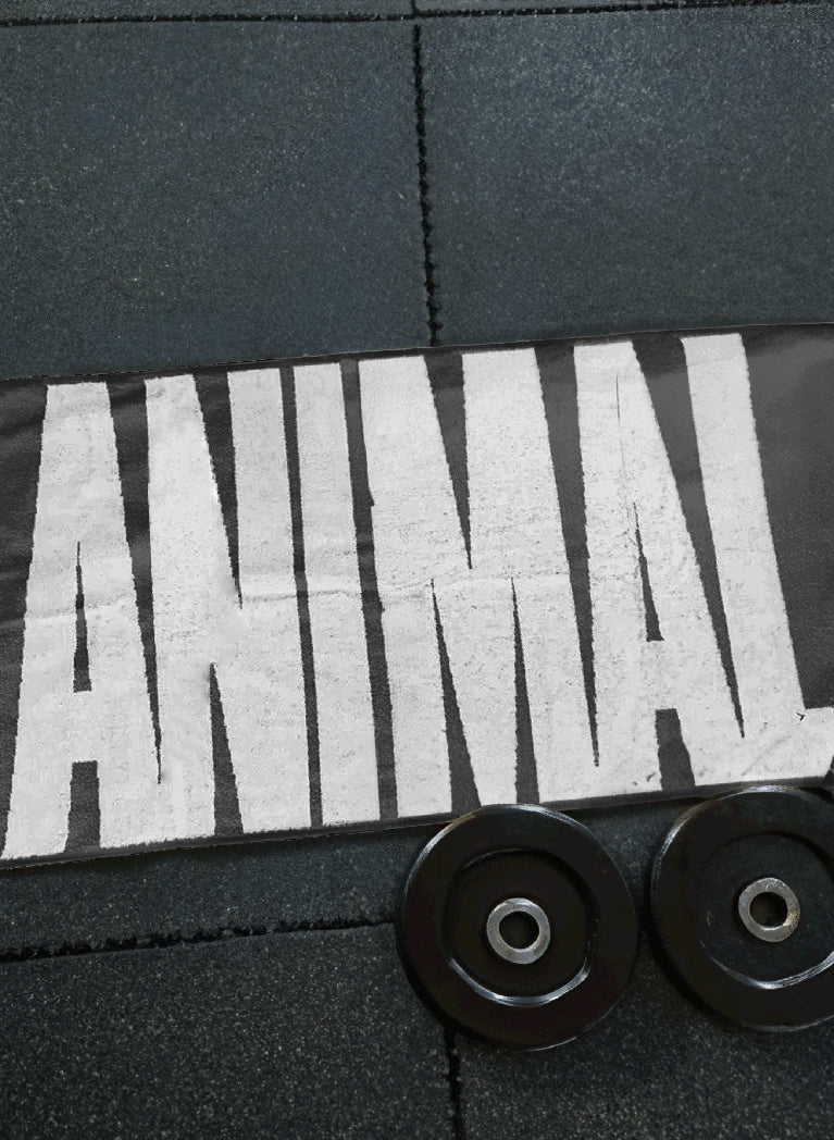 Animal gym towel black front view