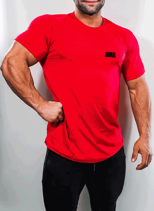 Animal branded logo t-shirt red mens gym wear