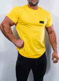Animal branded logo t-shirt yellow mens gym wear